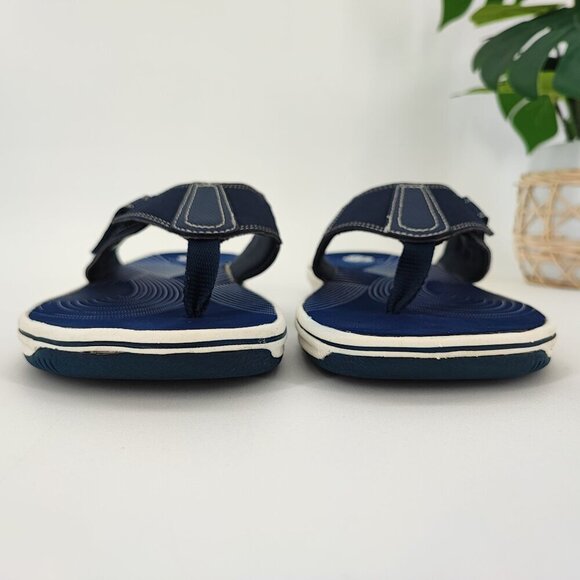 Clarks Women's Blue Fabric Flip Flop Sandals Size 11 - Picture 2 of 9